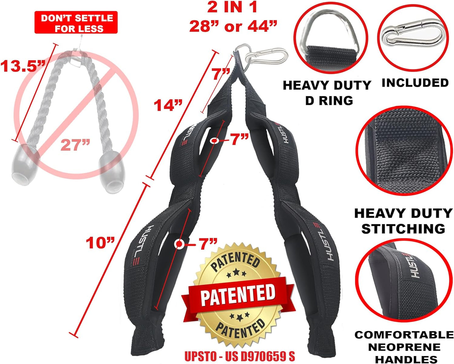 2-in-1 Tricep Rope Cable Attachment